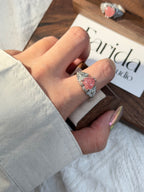 玉化冰透紅紋石鈦鋼戒指