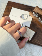 蕾絲冰透紫水晶鈦鋼戒指