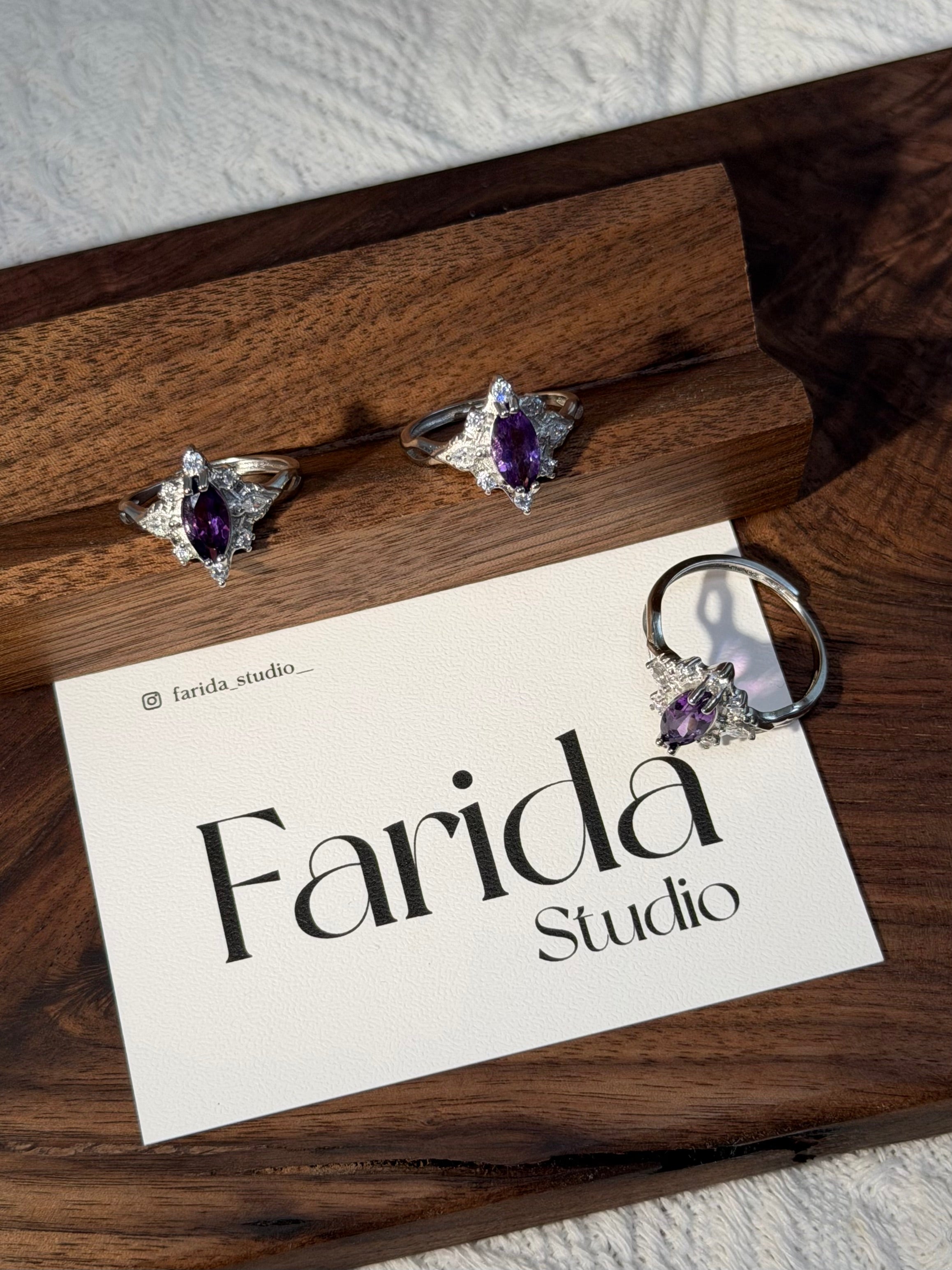 紫水晶馬眼鈦鋼戒指