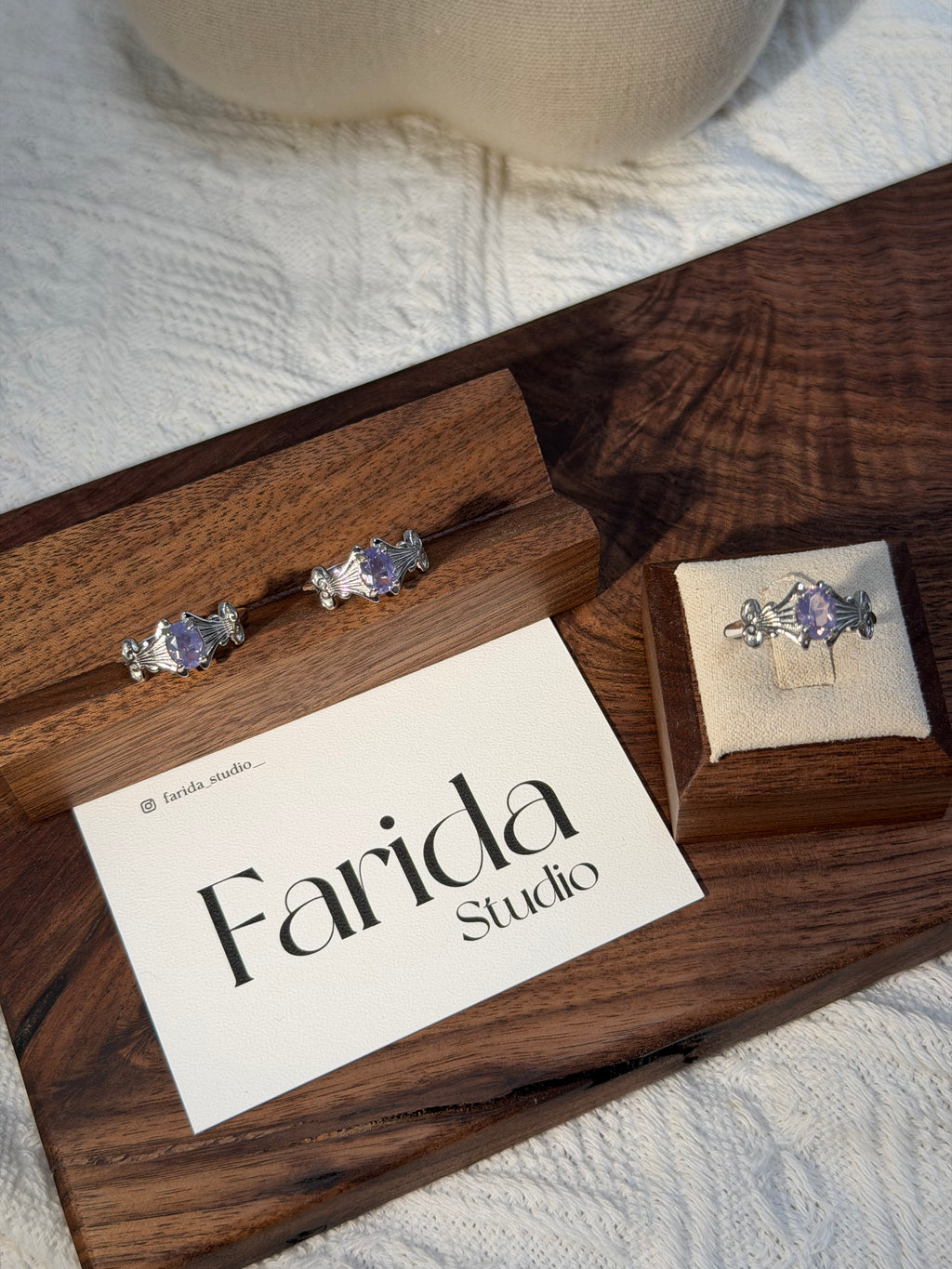 貝殼款紫玉晶鈦鋼戒指