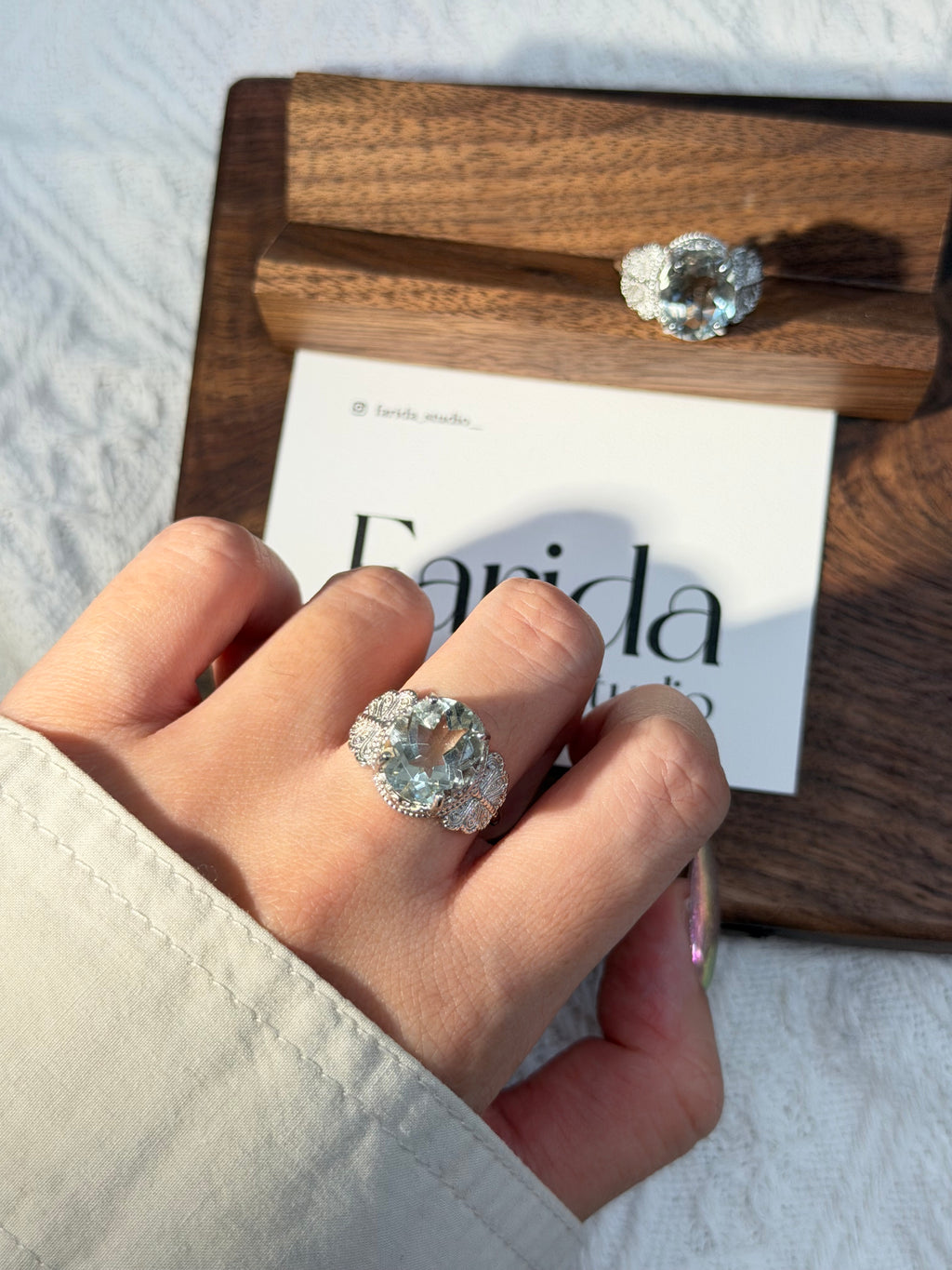 白水晶鈦鋼戒指