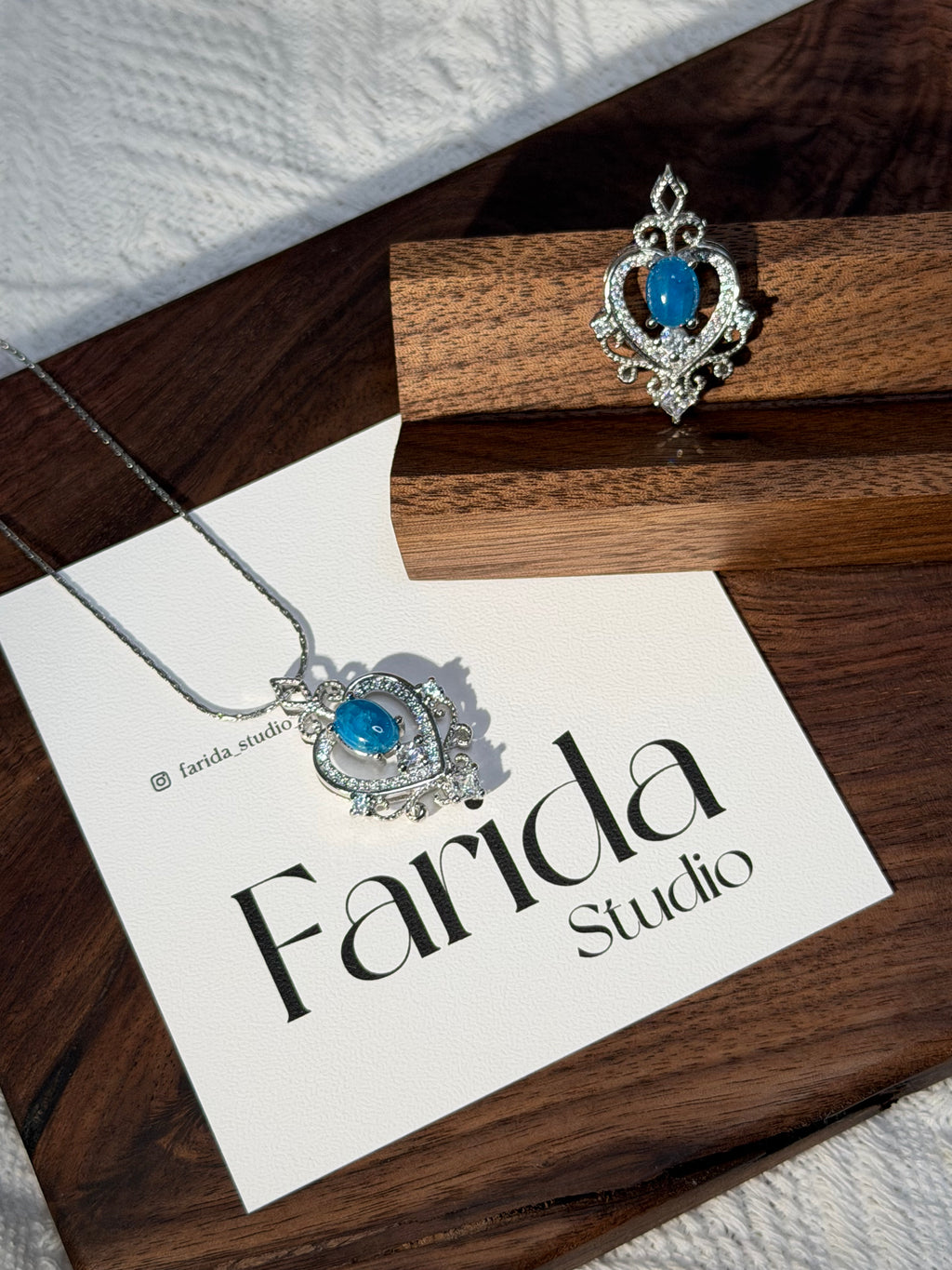 藍磷灰愛心吊墜