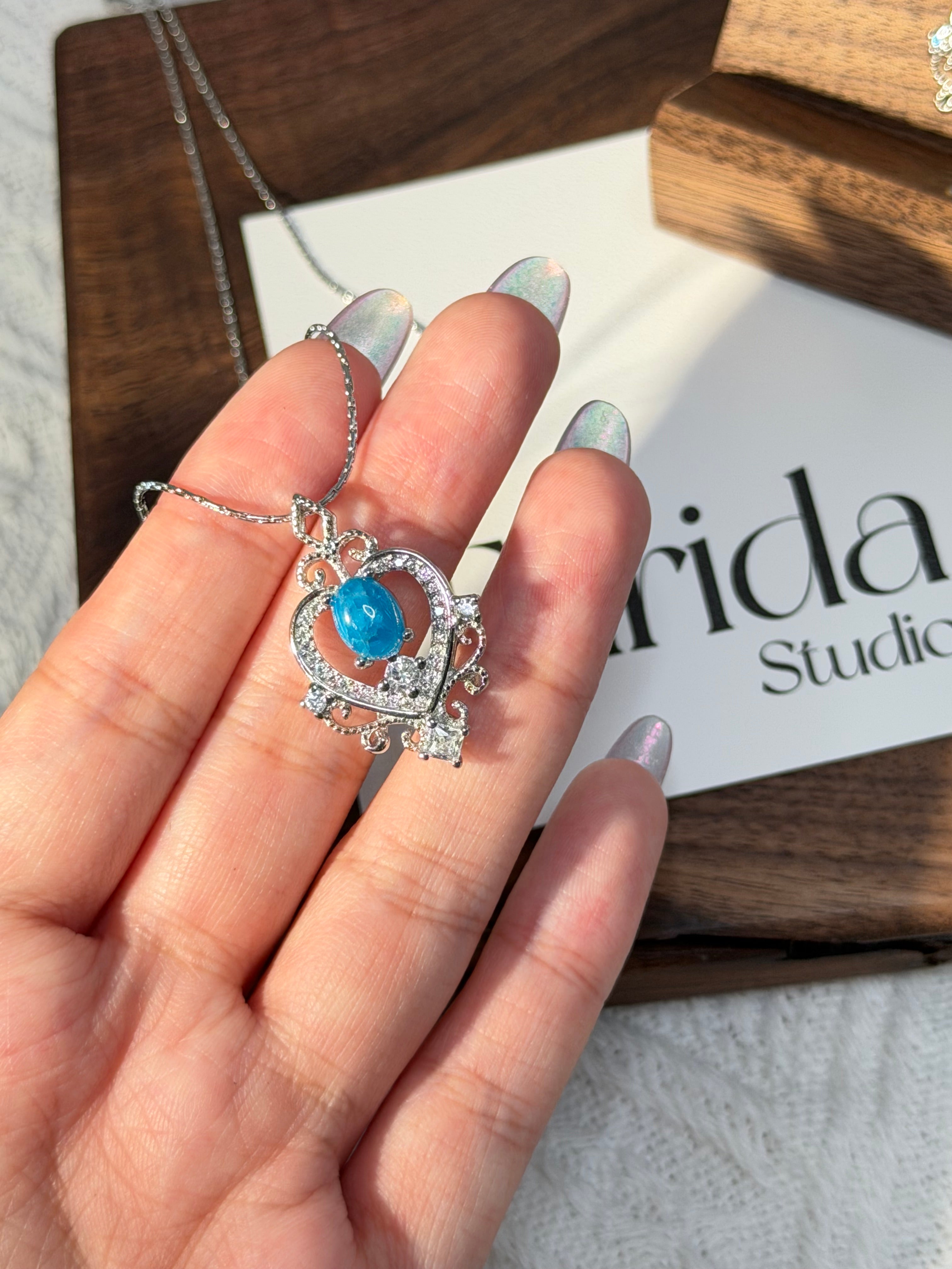 藍磷灰愛心吊墜