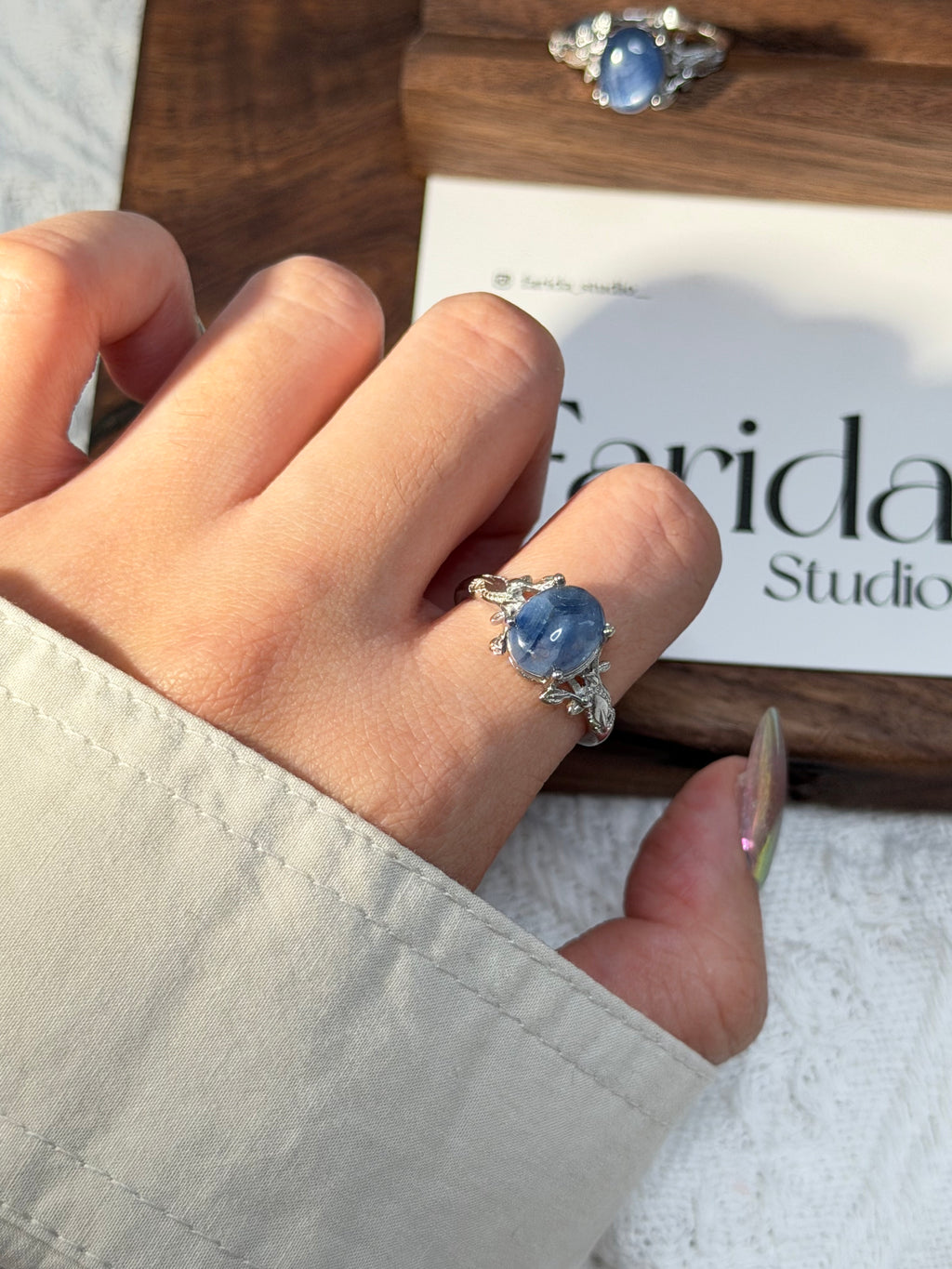 藍晶石鈦鋼戒指