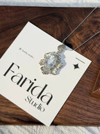 白水晶花花鈦鋼吊墜