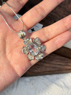 白水晶花花鈦鋼吊墜