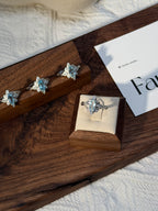 雙尖藍托帕鈦鋼戒指