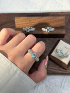 蕾絲藍托帕鈦鋼戒指