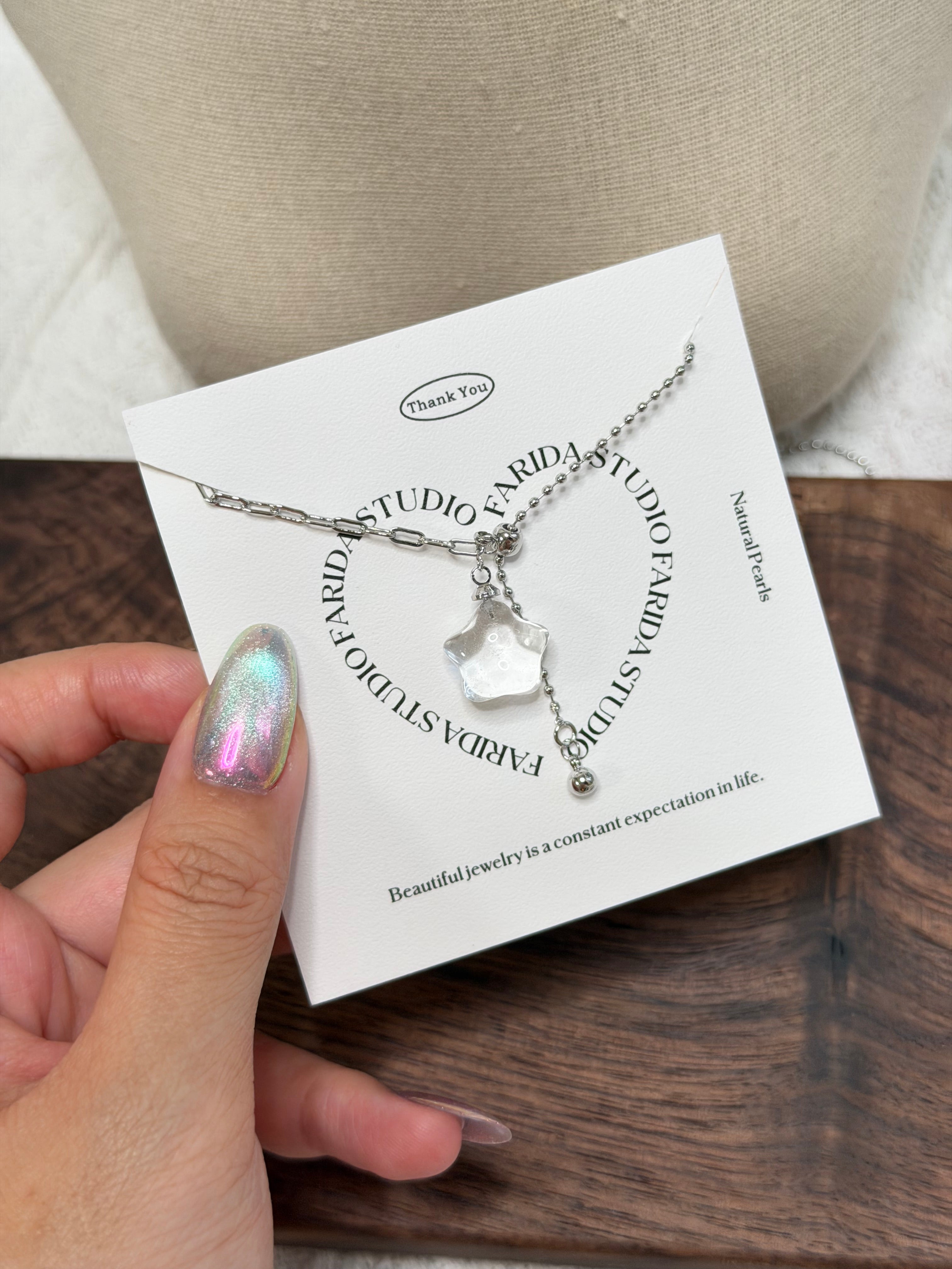 可調節白水晶星星頸鏈