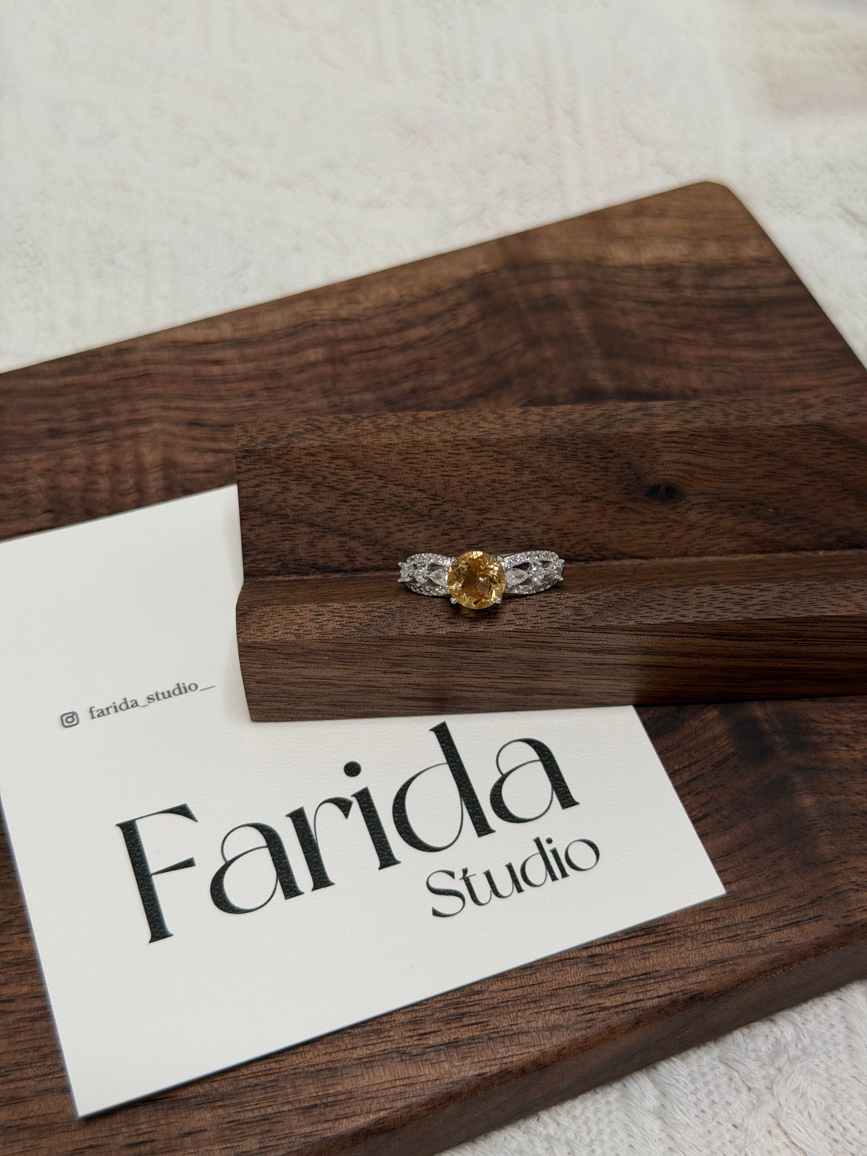 S925黃水晶純銀戒指