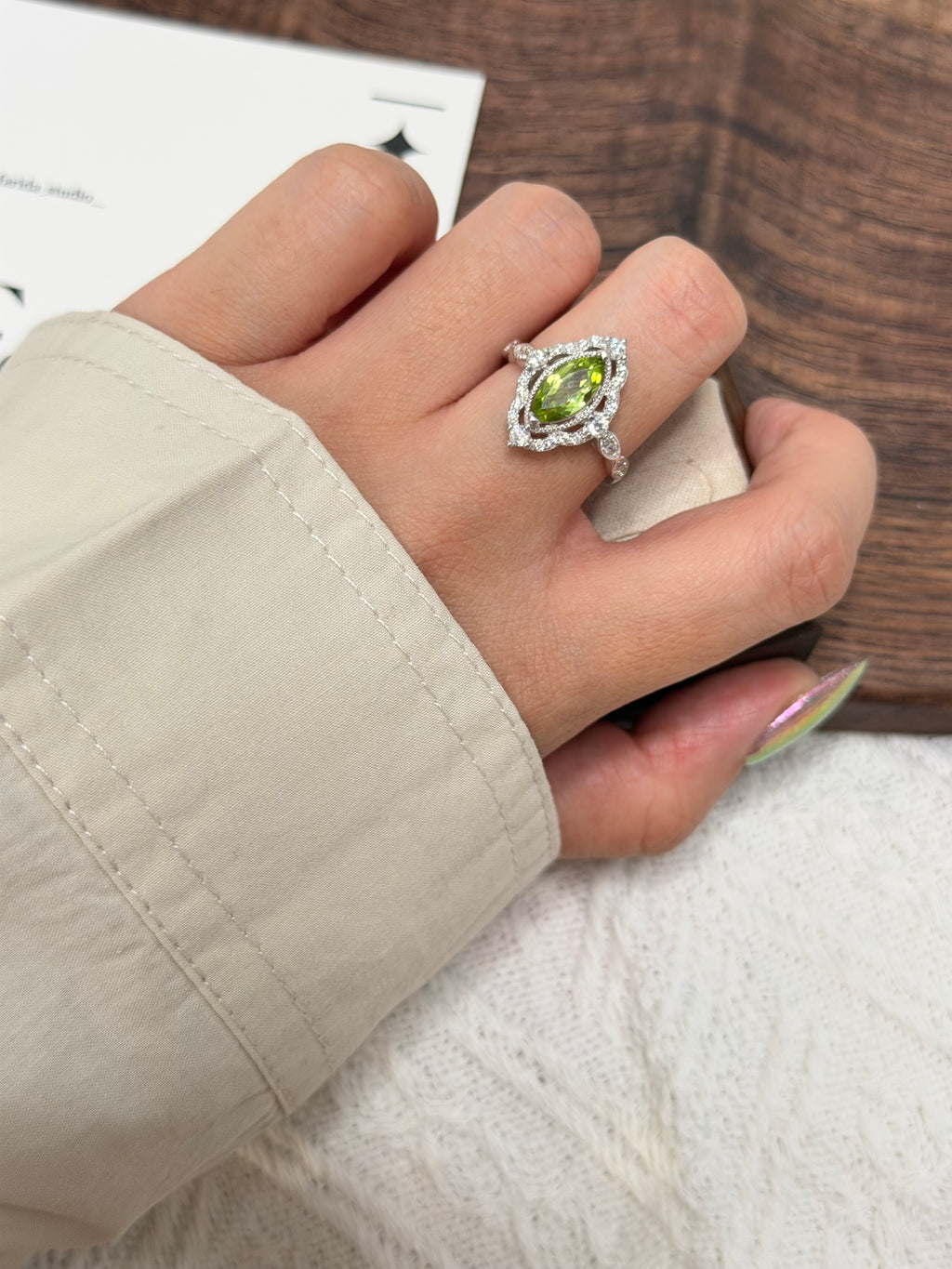 S925馬眼橄欖石戒指