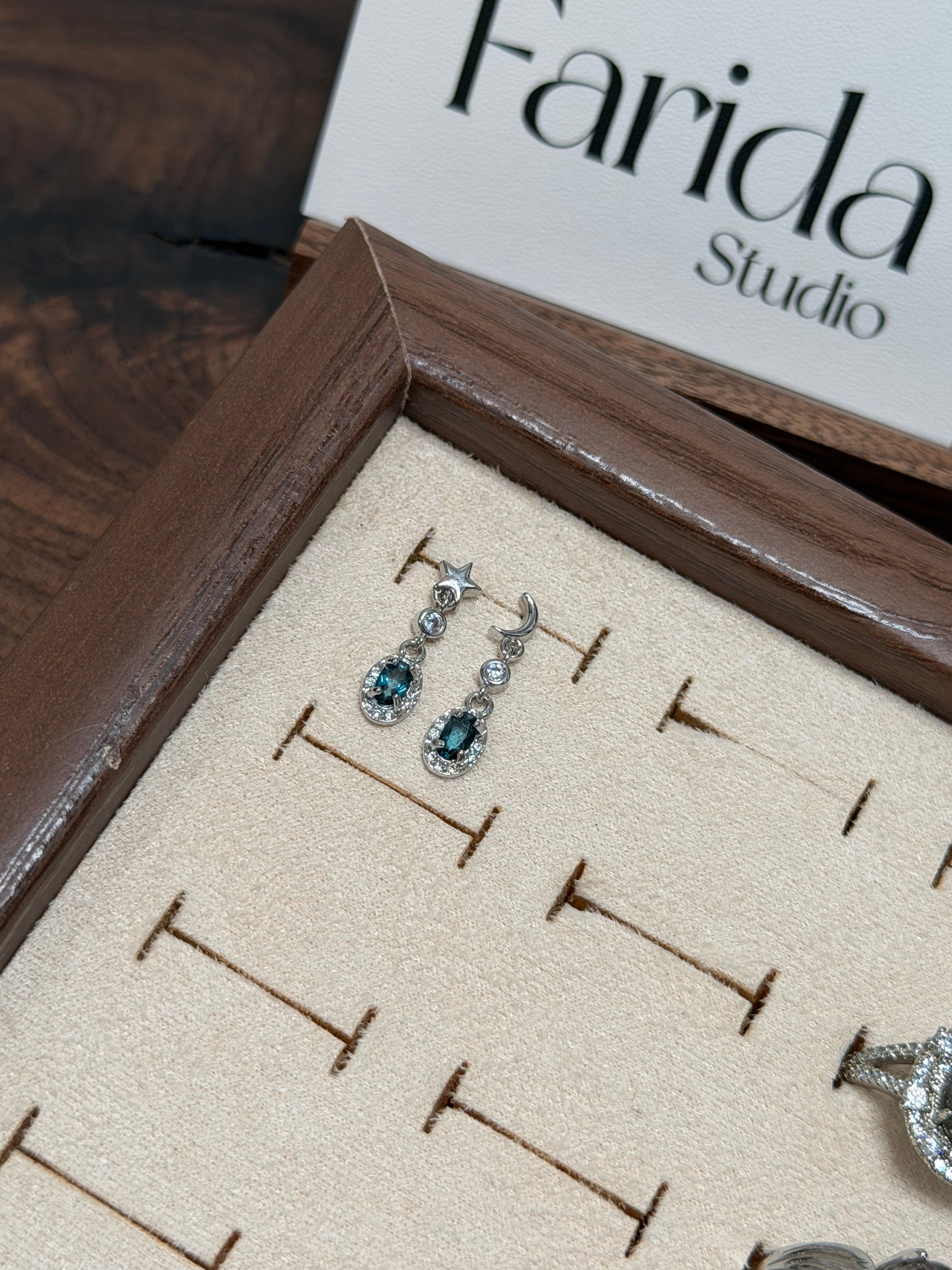 星月倫敦藍托帕耳環