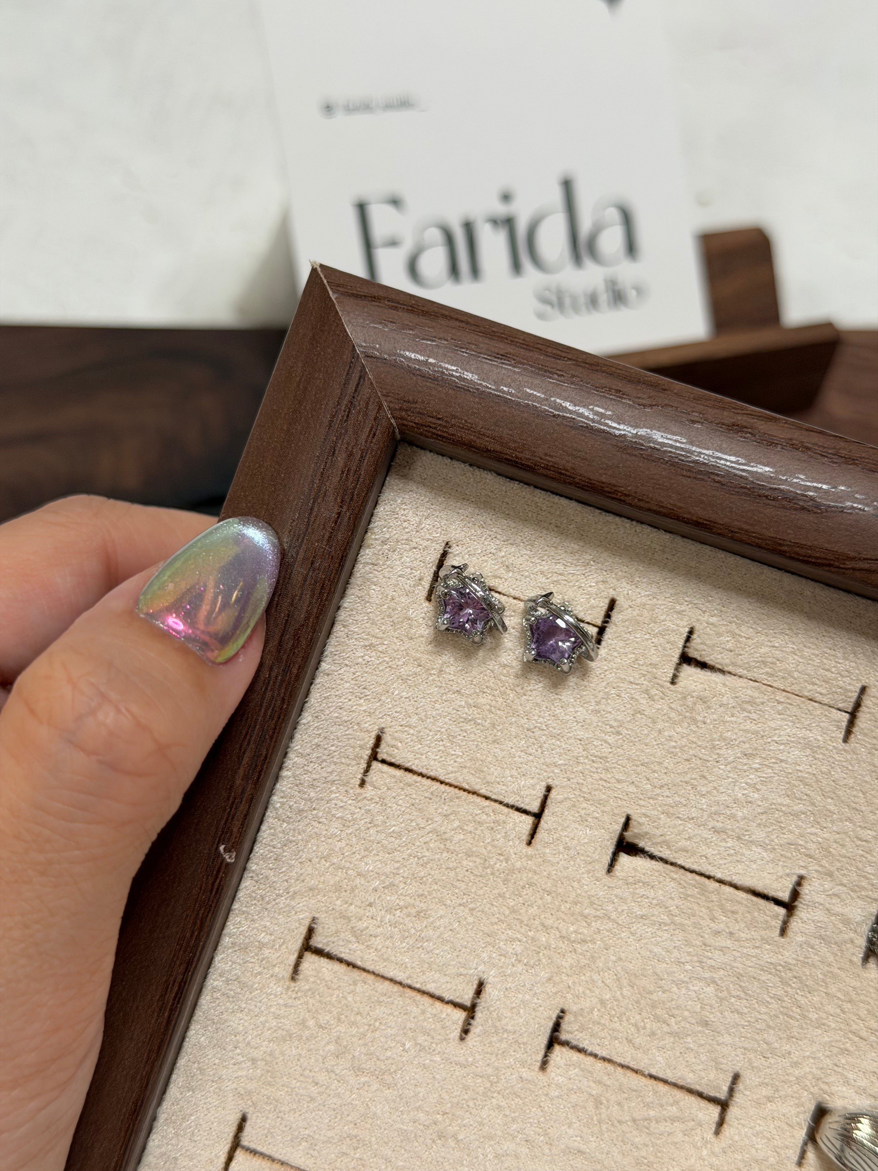 紫水晶星星耳環