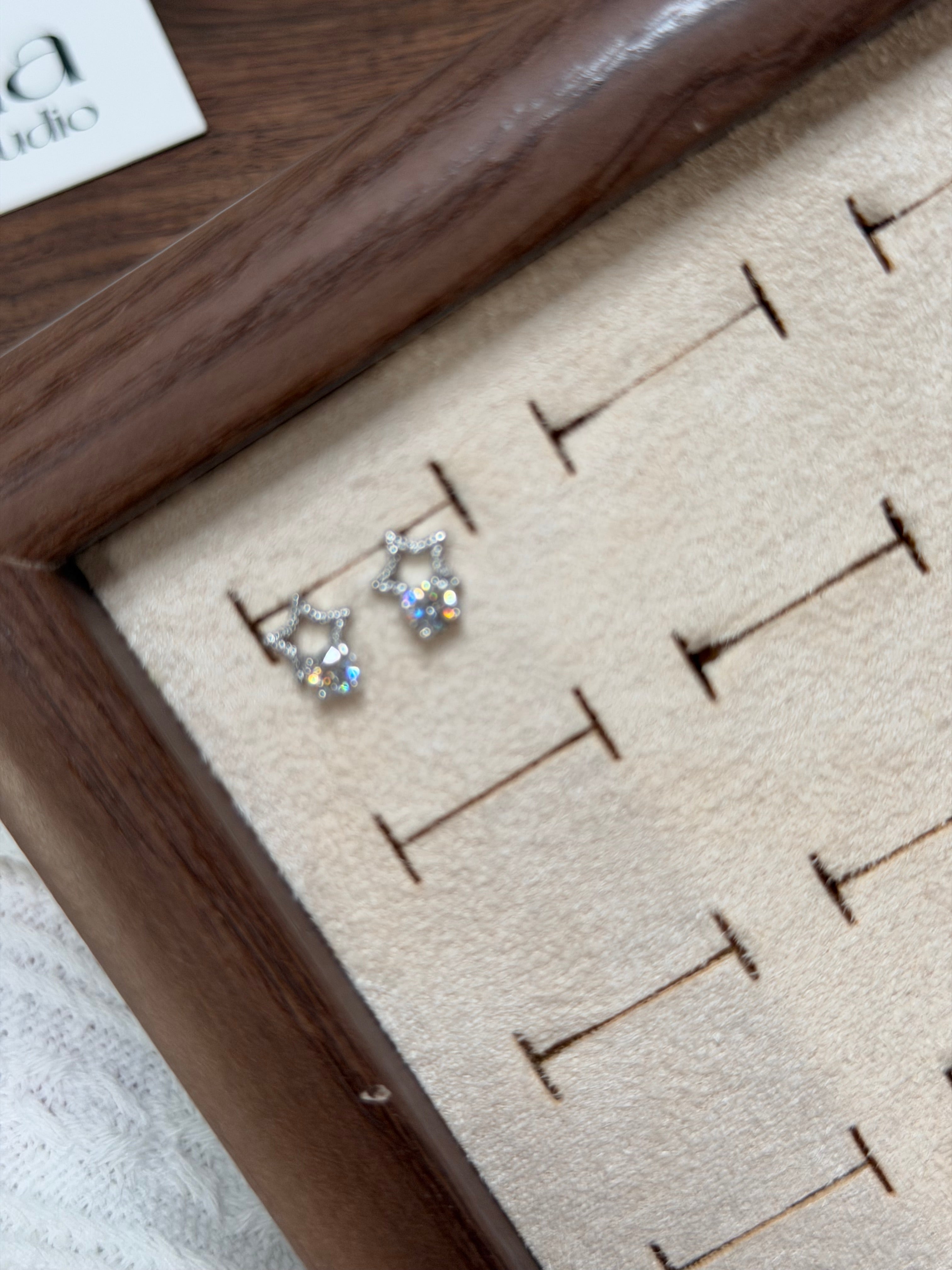 莫桑鑽星星耳環