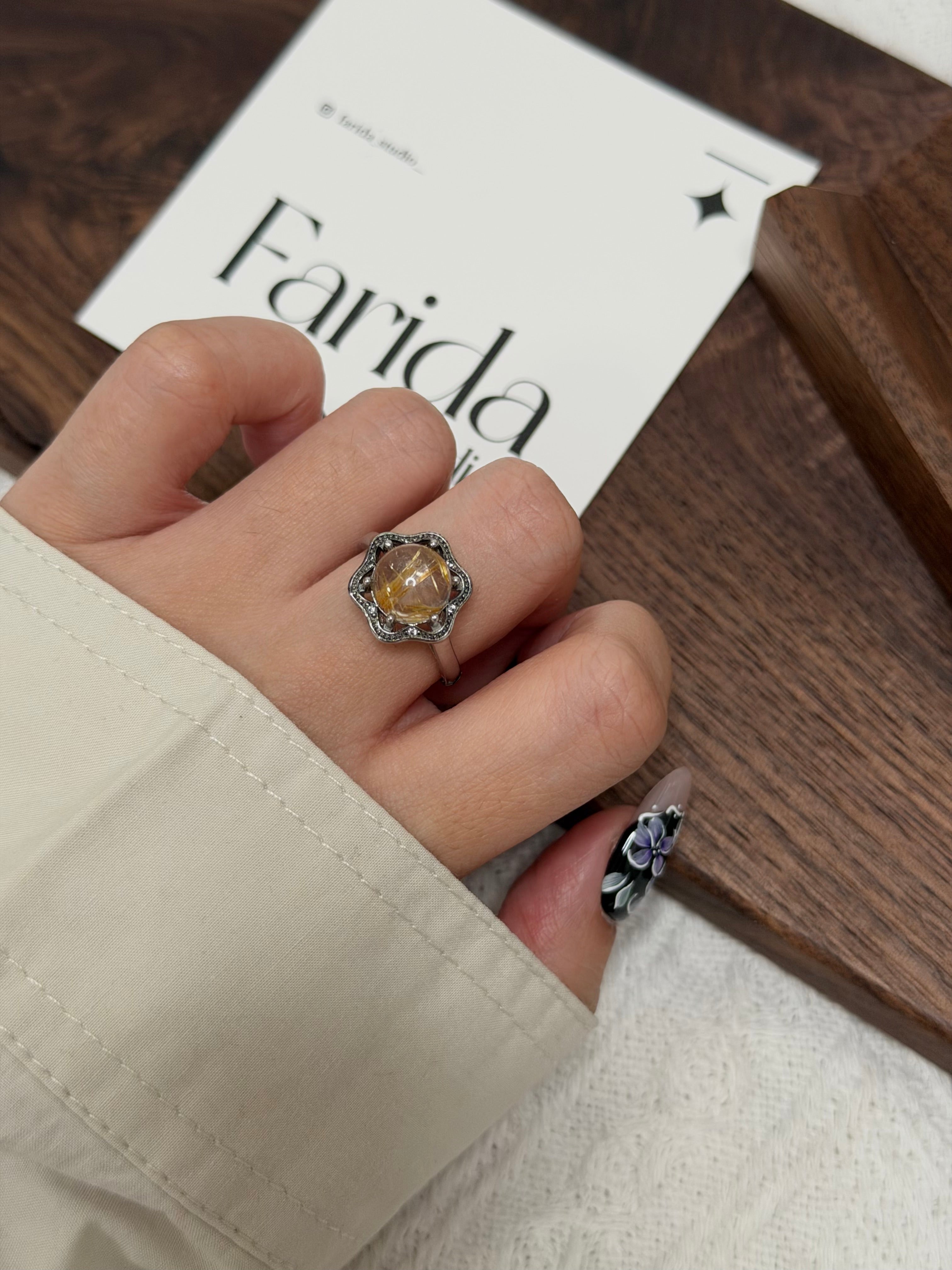 金髮晶星星鈦鋼戒指