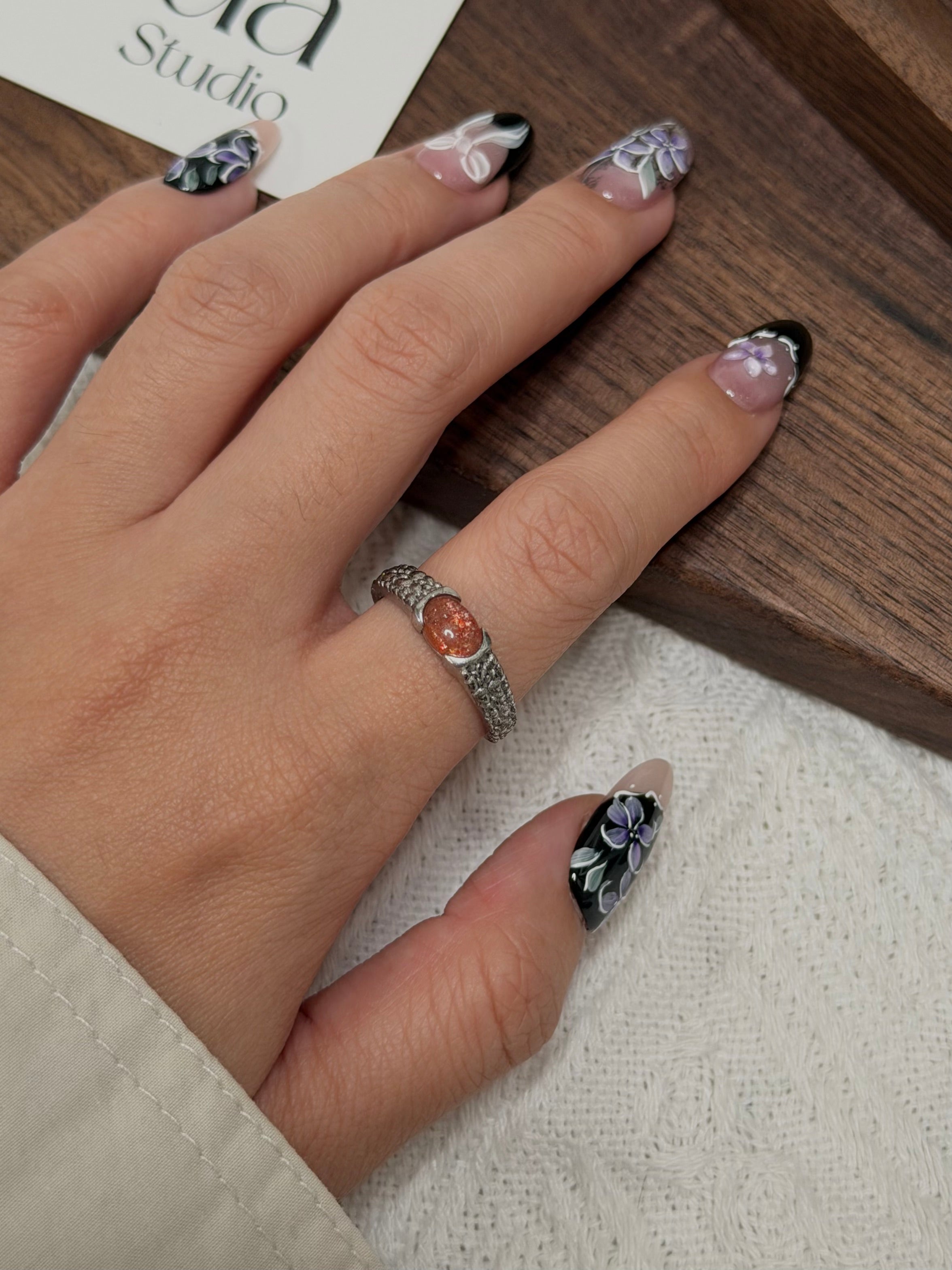 做舊復古金太陽小戒指