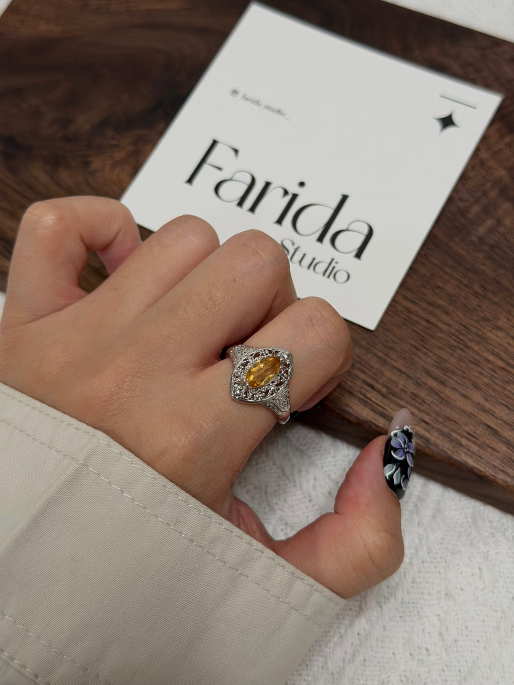 馬眼黃水晶戒指