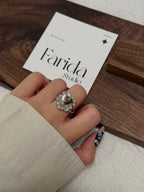 黑貝母心型戒指