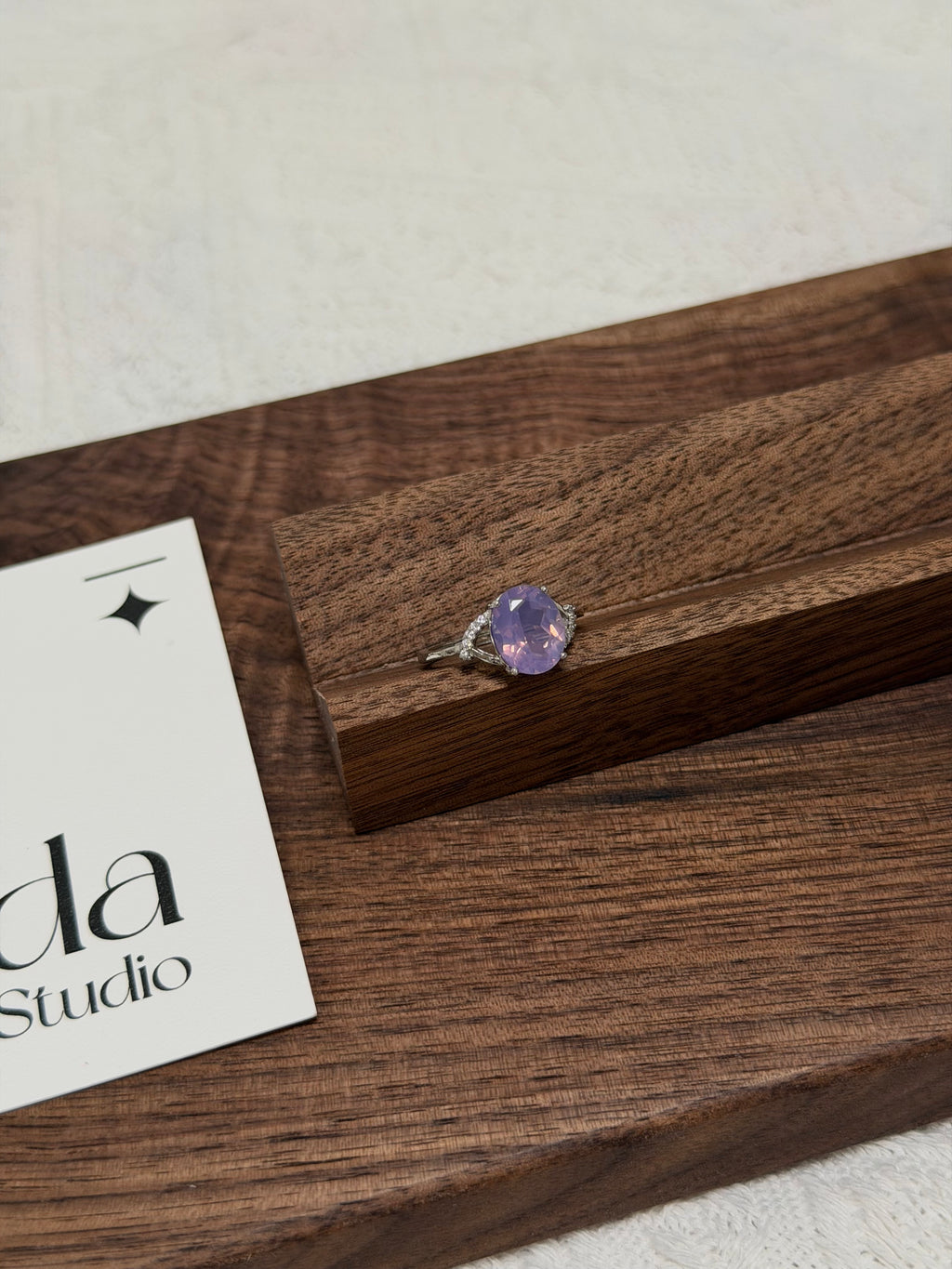 簡約款紫玉晶戒指
