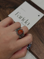 寬版蕾絲南紅瑪瑙戒指