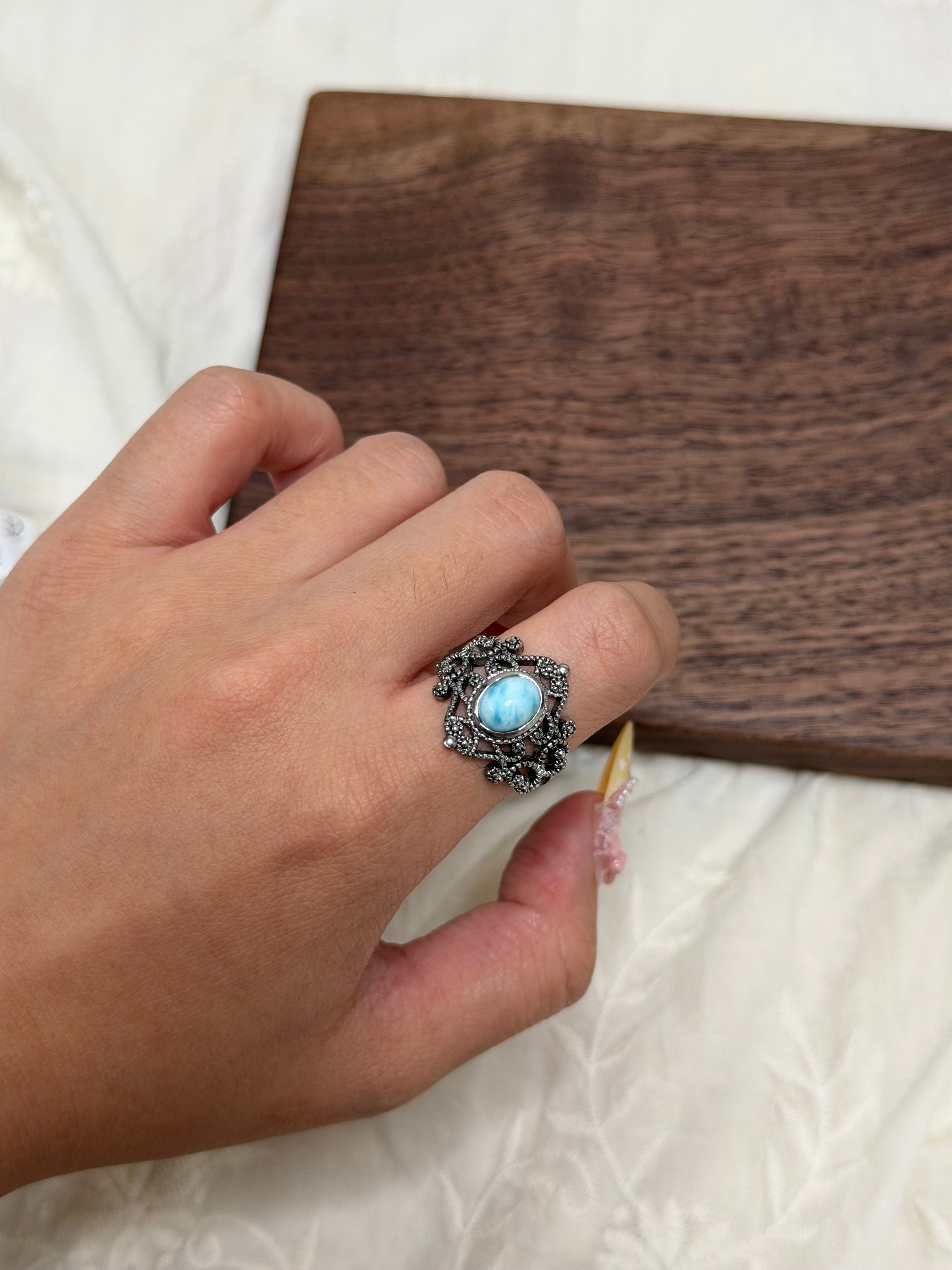 復古宮廷風海紋石戒指