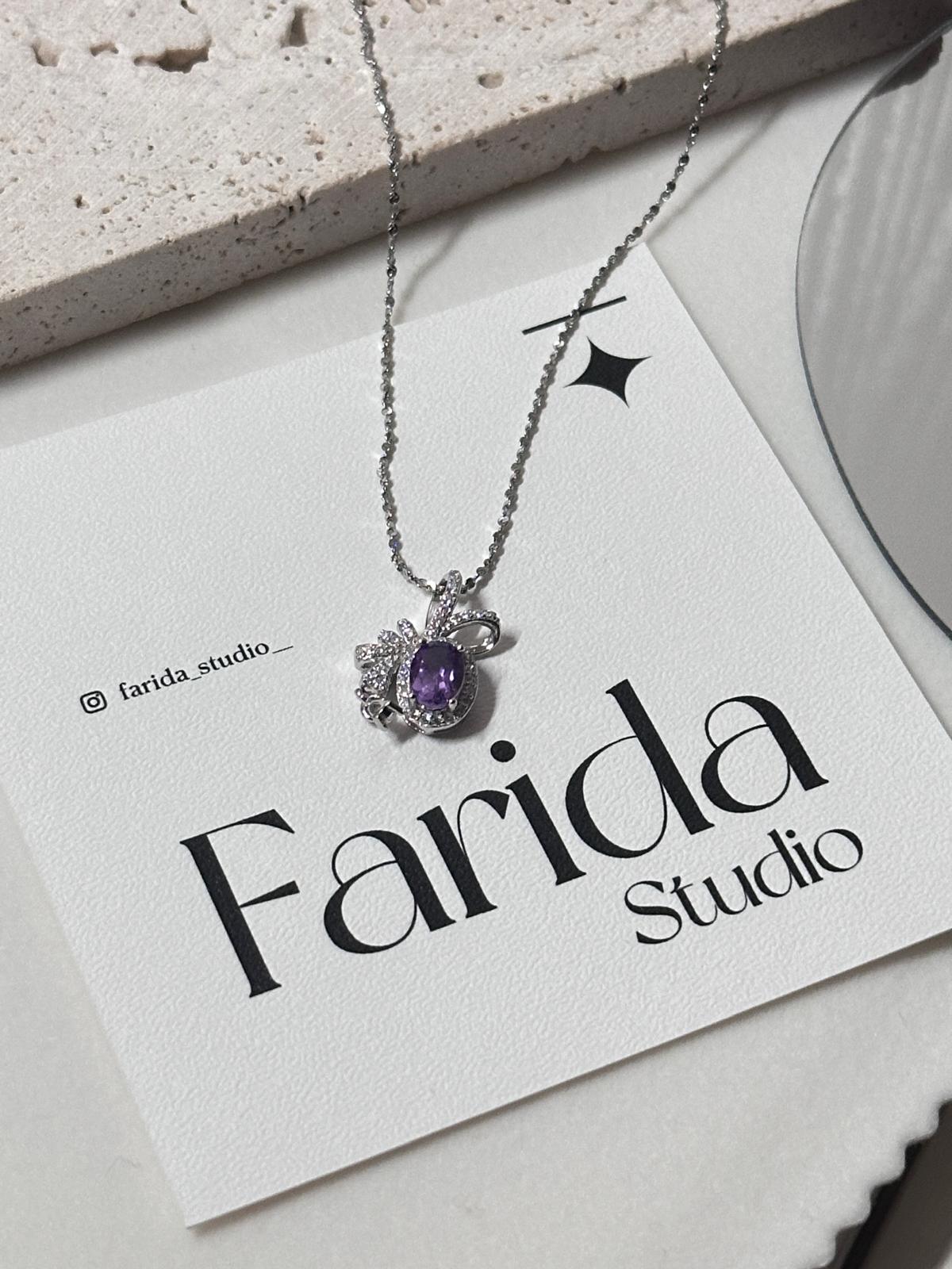 公主日記——紫水晶蝴蝶結S925銀吊墜