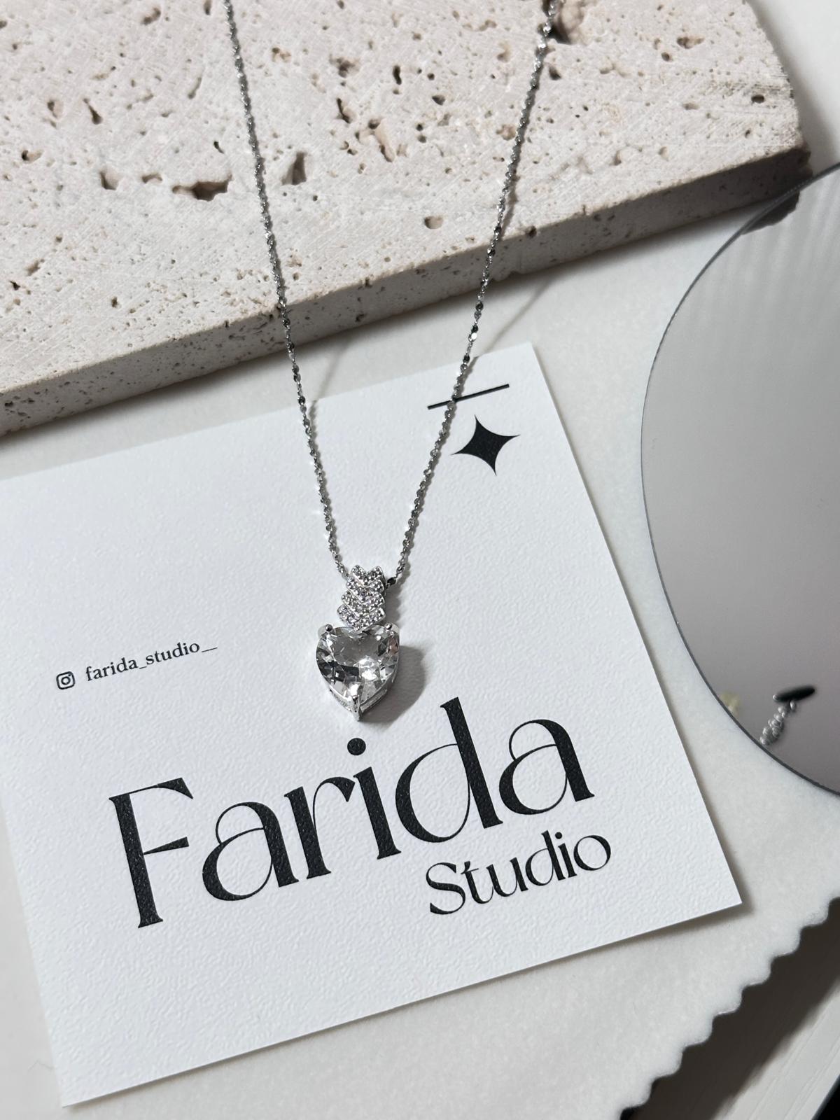 愛心切白水晶S925銀吊墜