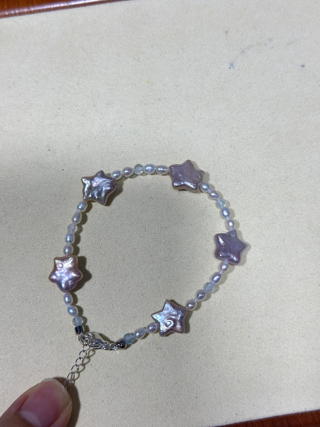 粉紫色星星珍珠手鏈