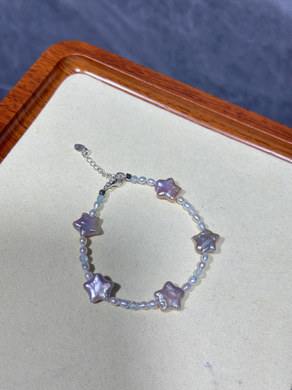 粉紫色星星珍珠手鏈