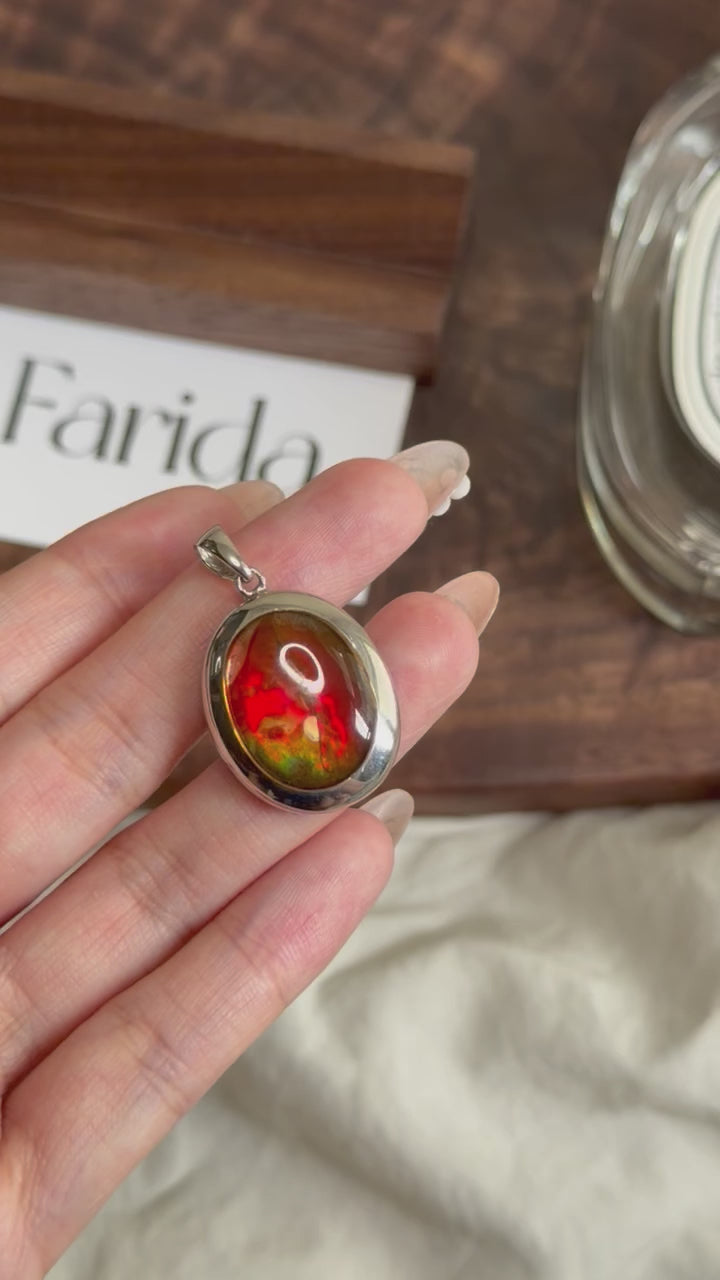 S925橢圓斑彩吊墜