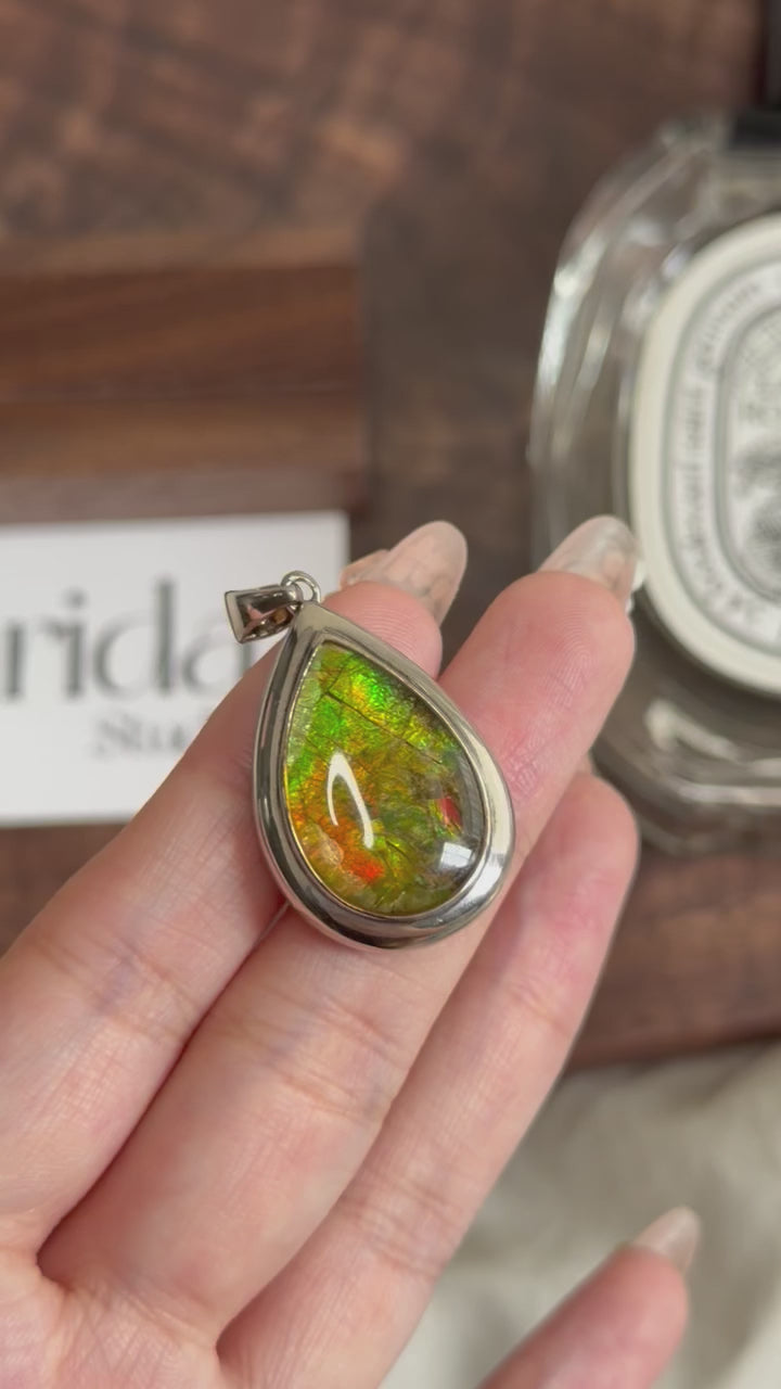 S925水滴斑彩吊墜