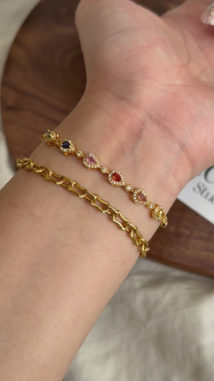 S925老燒彩藍寶手鏈