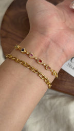 S925老燒彩藍寶手鏈